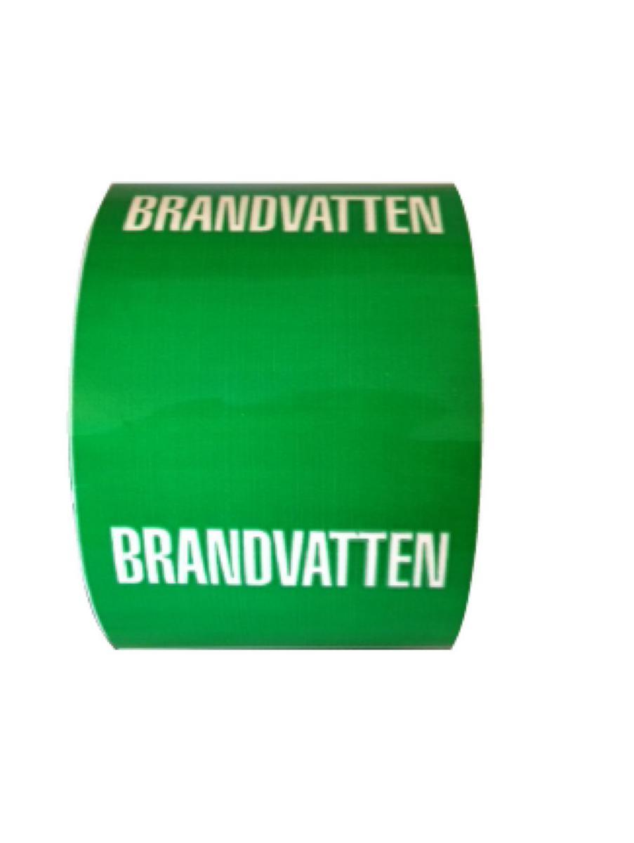 Rörmärkningstejp TOP - System Text och Pil - RÖRM TOP BRANDVATTEN GRÖN/VIT 75MMX30M