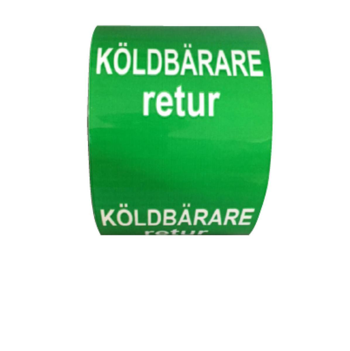 Rörmärkningstejp TOP - System Text och Pil - RÖRM TOP KÖLDBÄRARE RETUR GRÖN/VIT 75MMX30M