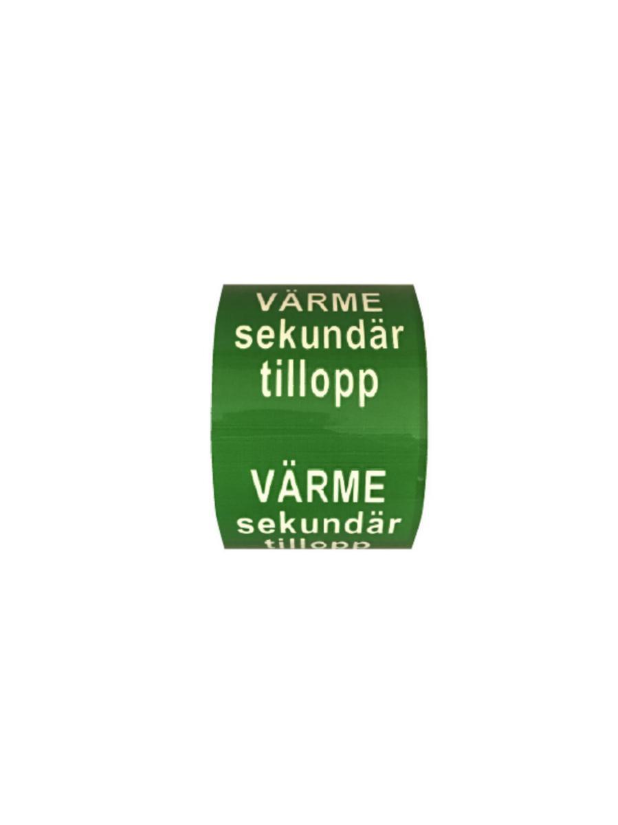 Rörmärkningstejp TOP - System Text och Pil - RÖRM TOP VÄRME SEKUND.TILLOPP GRÖN/VIT 75MMX30M