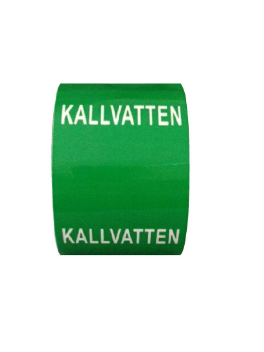Rörmärkningstejp TOP - System Text och Pil - RÖRM TOP KALLVATTEN GRÖN/VIT 75MMX30M