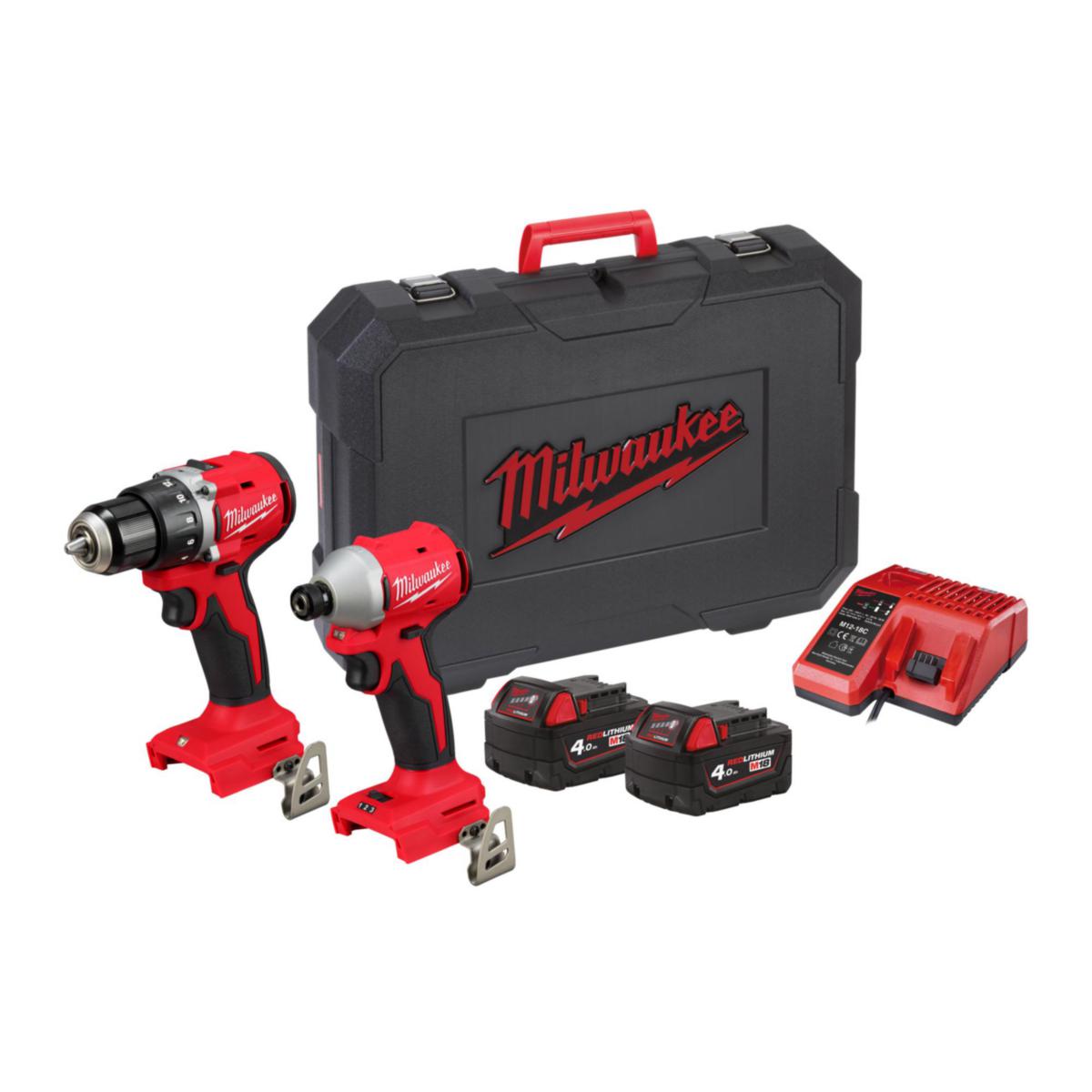 Kombikit Milwaukee M18 BLCPP2B-402C - KOMBIKIT MILWAUKEE M18 BLCPP2B 402C, 2X4 AH BATTERI + LADDARE