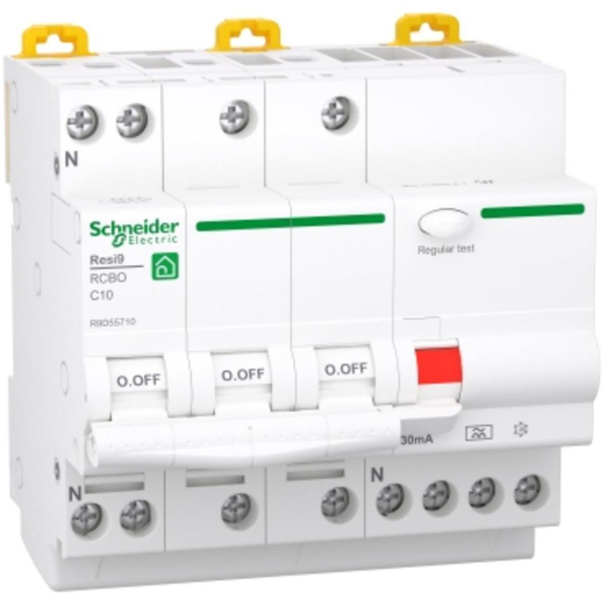 Personskyddsbrytare Resi9 30mA 4-pol - PERSSKBR. R9 3P+N C10A 30MA A R9D55710