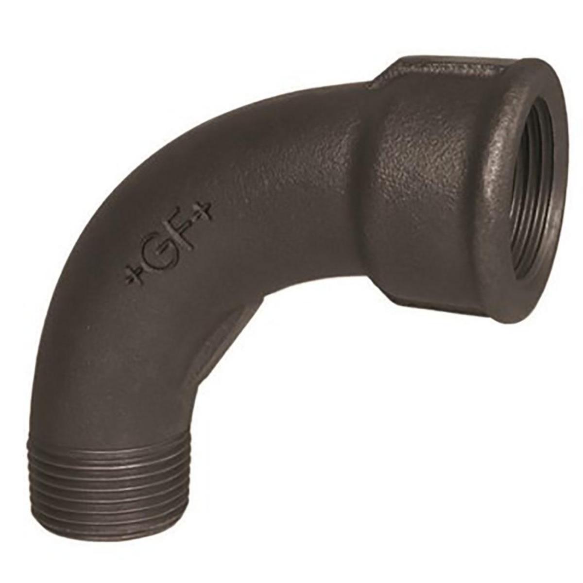 Böj 90° med 1 muff, aducerad, svart, in- och utvändig gänga. Int nr 1. - 25X90GR SV AD BÖJ 1 MUFF NO 1 EN10242/A2