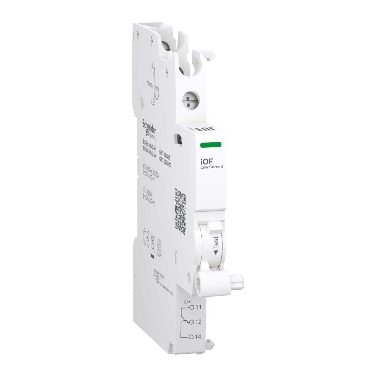 Hjälp och signalkontakt 2mA-100mA Acti9 - HJ KONT IOF 2-100MA SKENA NER A9A26915