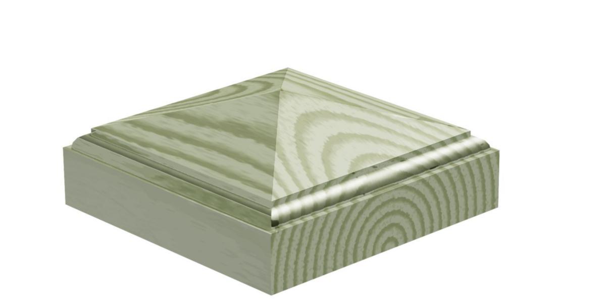 Stolplock, pyramidform, trä - STOLPLOCK HVODEN TRYCKMP. 130X130X60 MM