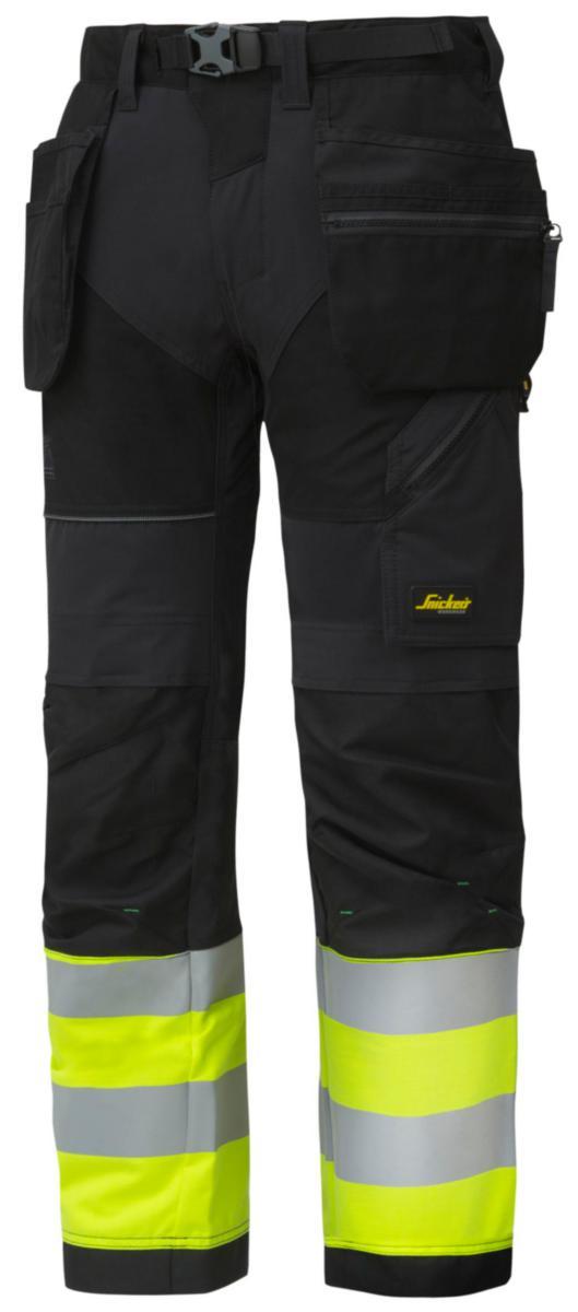 Hantverksbyxa varsel klass 1 FlexiWork Snickers - MIDJEBYXA SNICKERS 6931 SV/GUL VARSEL KL1 FLEXI HF STL C50