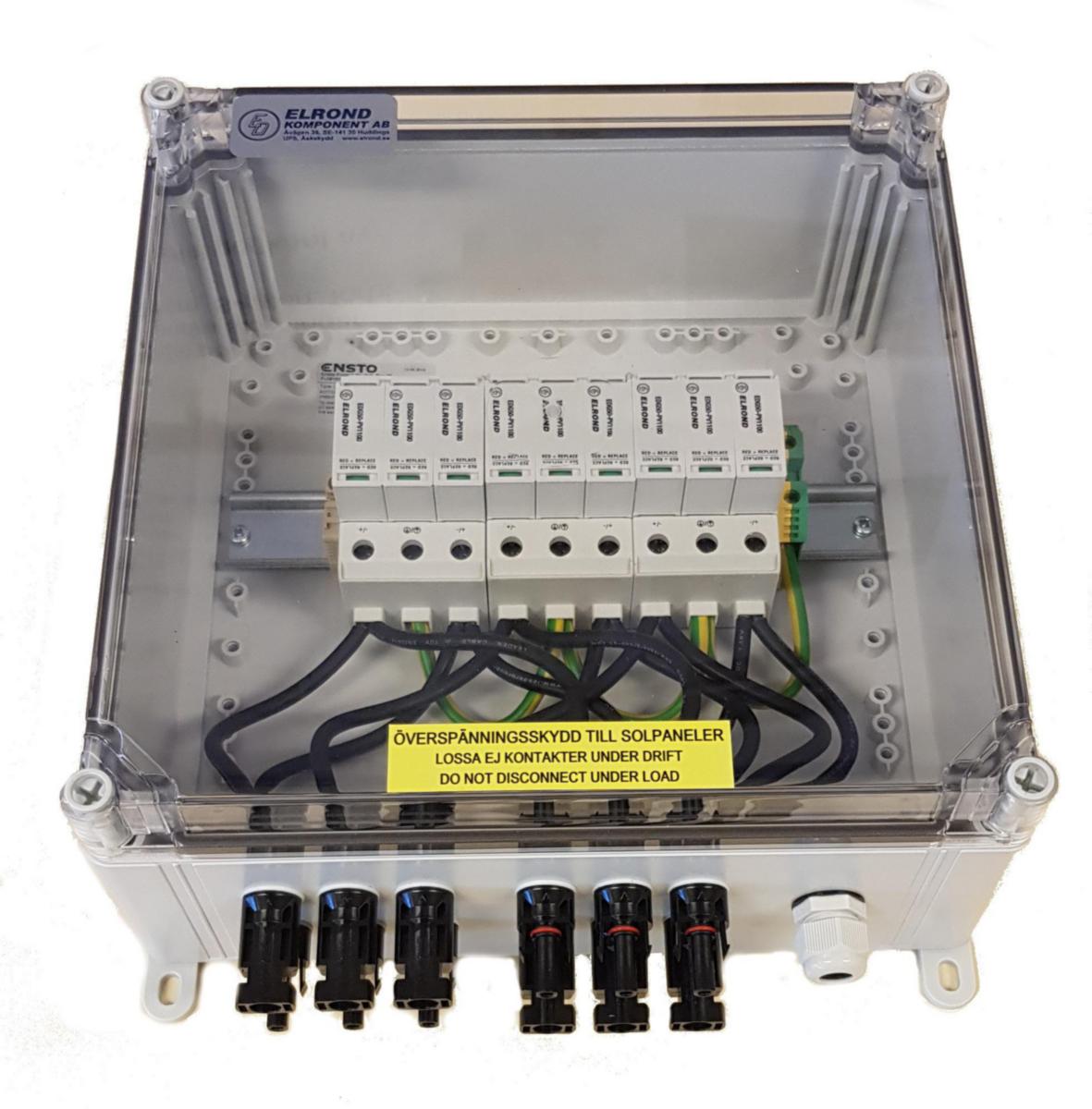 Överspänningsskydd solcell, 1100V DC, 3-strängar - BOX ÖVERSPÄNNINGSSKYDD SOLCELL