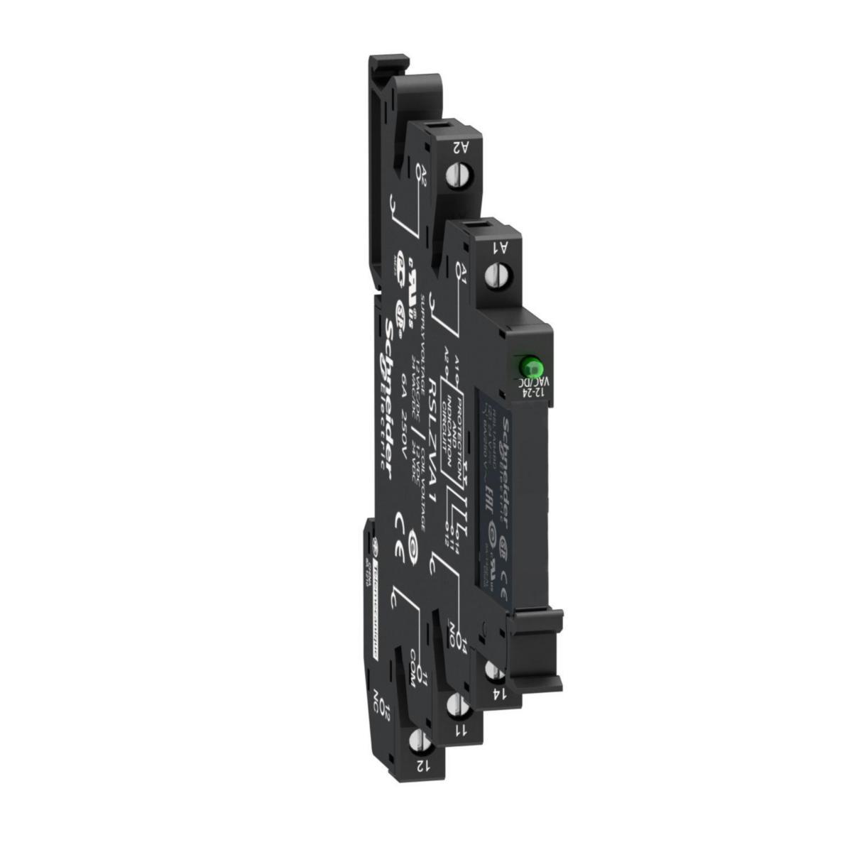 Interfacerelä RSL 6,2 mm med sockel - RELÄ+SOCKEL 24 VAC/VDC RSL1PVBU