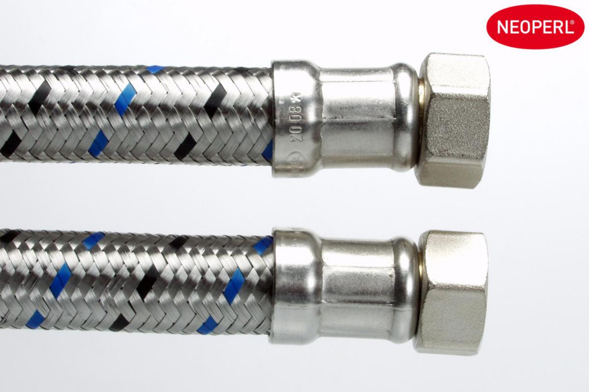Diffusionstät slang rostfri omflätning med gängade anslutningar, Neoperl - NEOFLEX BUTYL DN20 1000 MM R.F R20 INV/INV LEK.MUTT.