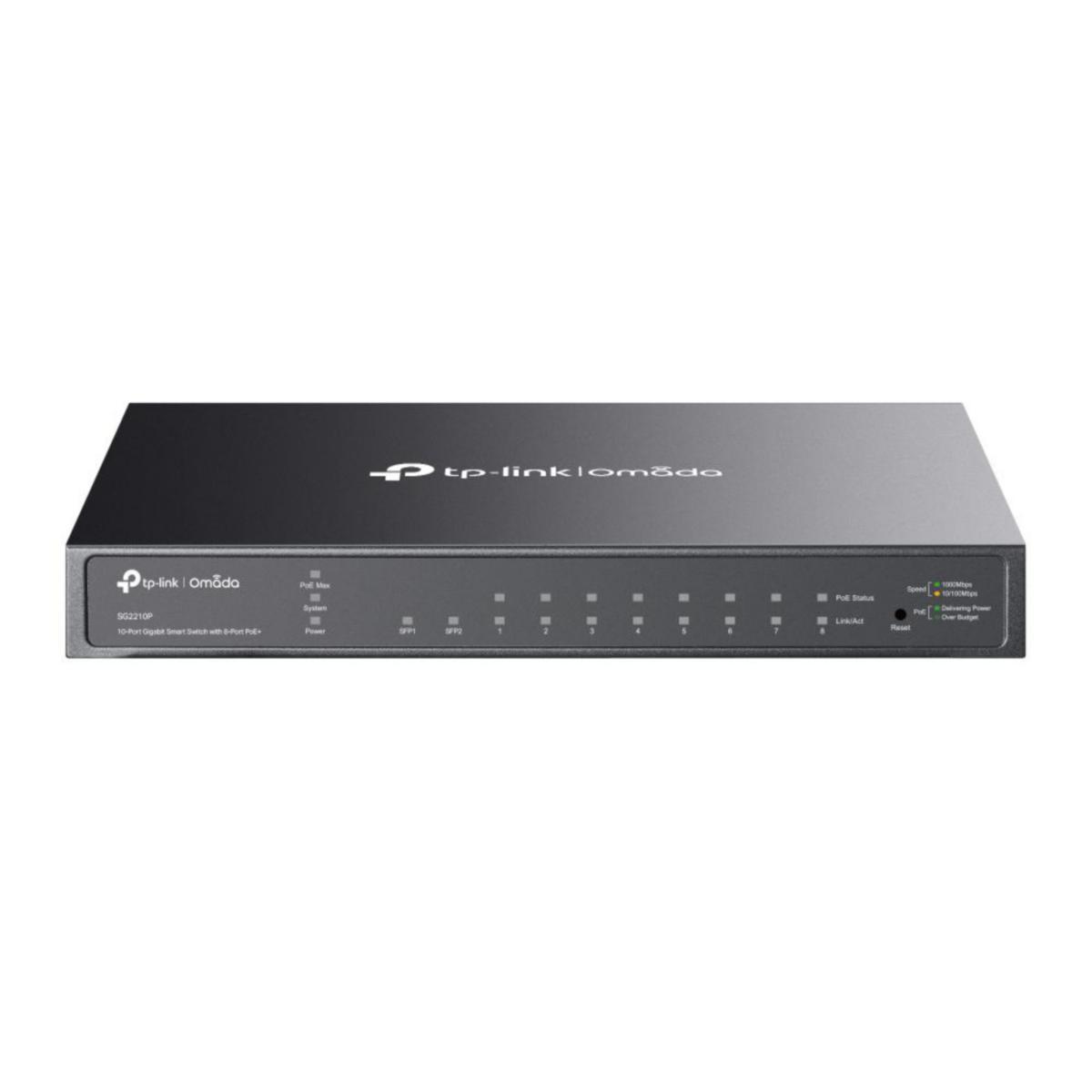Omada Switch 8-Port Gigabit Smart PoE+ with 2 SFP Slots, SG2210P - SG2210P SG2210P
