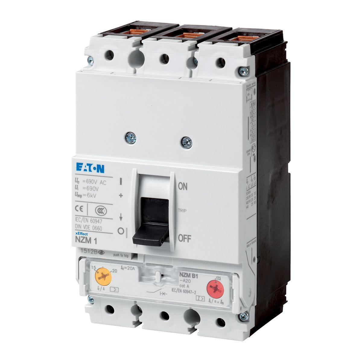 Effektbrytare typ NZM brytförmåga 25kA vid 415VAC - EFFEKTBR.3-P 63A 25KA ANL/KA NZMB1-A63