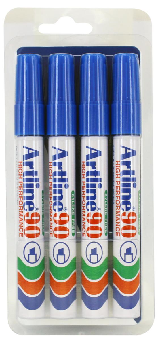 Märkpenna Artline 90 - MÄRKPENNA ARTLINE 90 4-P (SB) BLÅ 2-5MM SKUREN SPETS