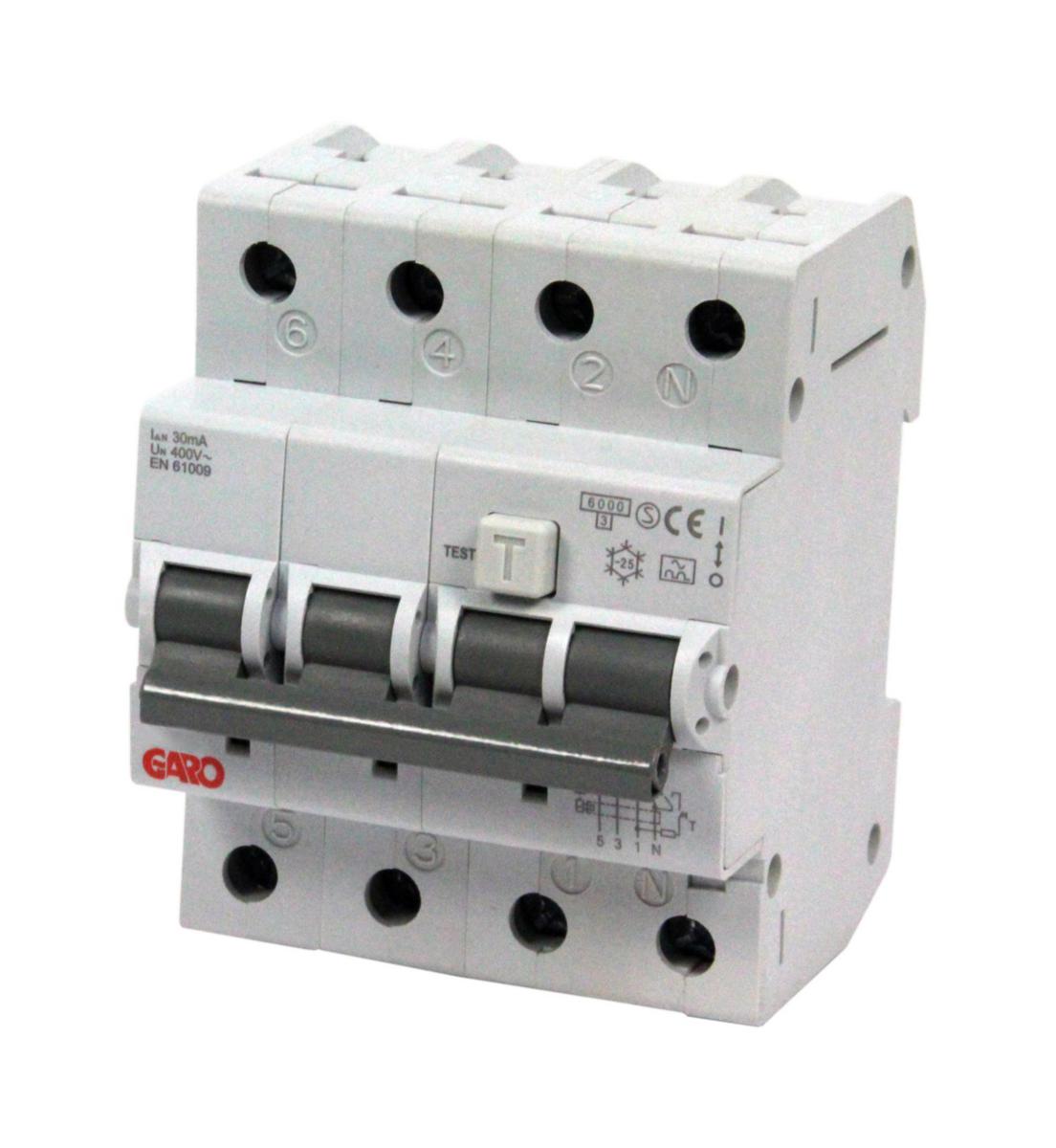 Personskyddsbrytare 6kA 4-polig C-Karakteristik - PERSONSKYDDSBR 4P 16A C 6KA RCBO GS C16A 4P