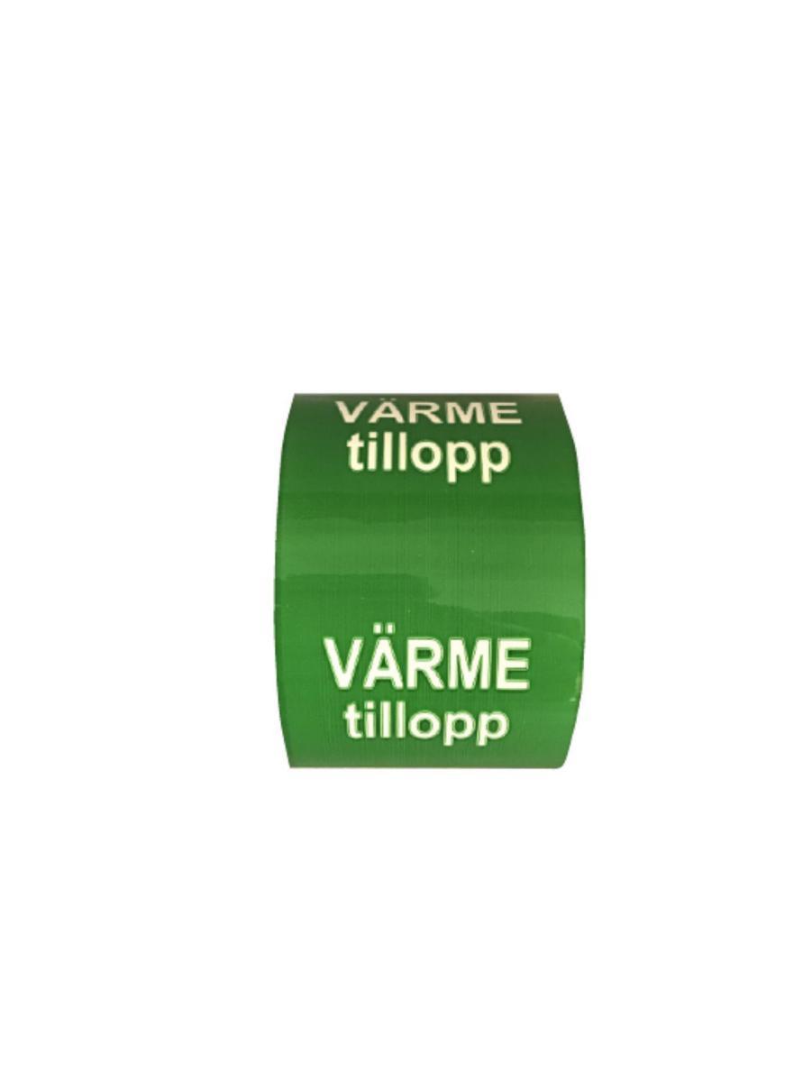 Rörmärkningstejp TOP - System Text och Pil - RÖRM TOP VÄRME TILLOPP GRÖN/VIT 75MMX30M