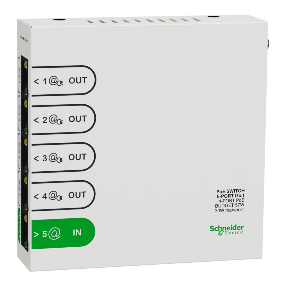 Switch POE+ Resi9, Schneider - SWITCH 5-PORTARS RESI9 POE+ R9H5SWP57