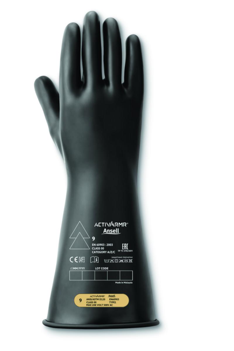Handske Ansell RIG0014B Högspänn - HANDSKE ANSELL SVART RIG0014B HÖGSPÄNN KLASS 00 356MM STL 8