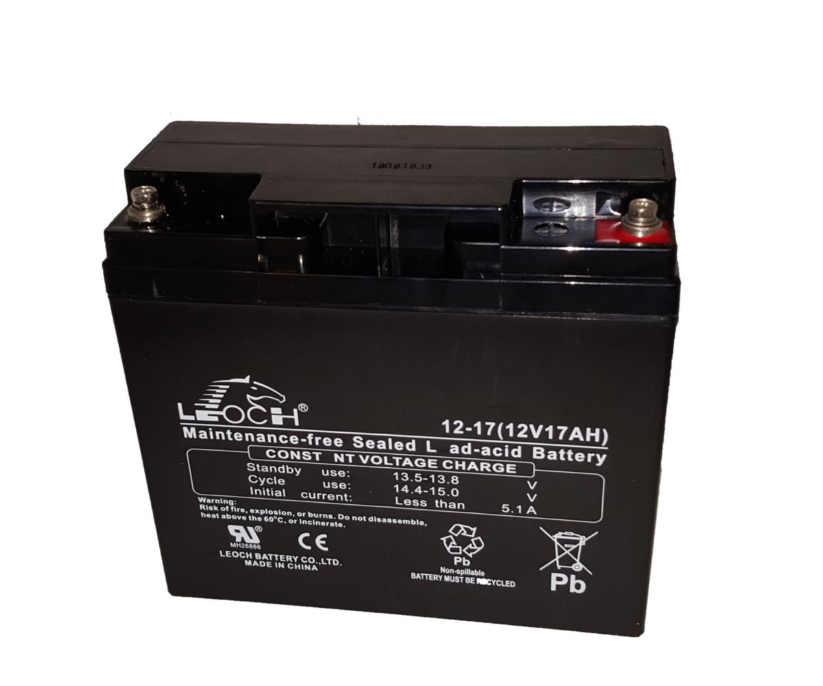 Ventilreglerat blybatteri (AGM-batteri), Leoch - BLYBATTERI DJW12-17, VRLA 12V 17AH, 10 ÅRS BATTERI