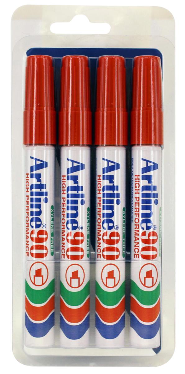 Märkpenna Artline 90 - MÄRKPENNA ARTLINE 90 4-P (SB) RÖD 2-5MM SKUREN SPETS