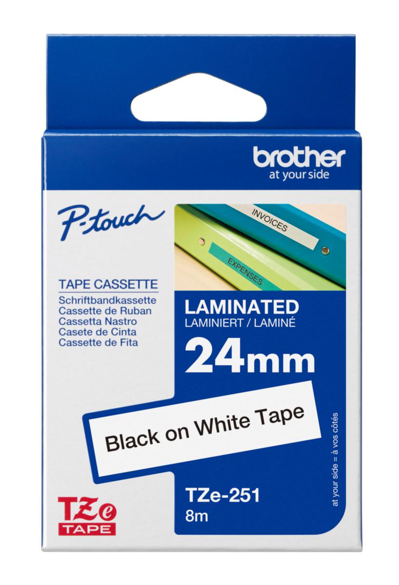 Märkband Brother - MÄRKBAND BROTHER TZ251 24MM VIT MED SVART TEXT