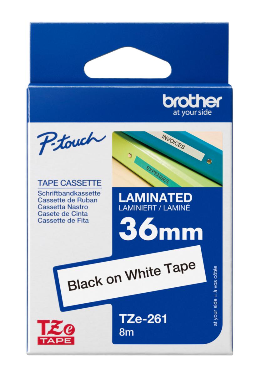 Märkband Brother - MÄRKBAND BROTHER TZE261 36MM VIT MED SVART TEXT