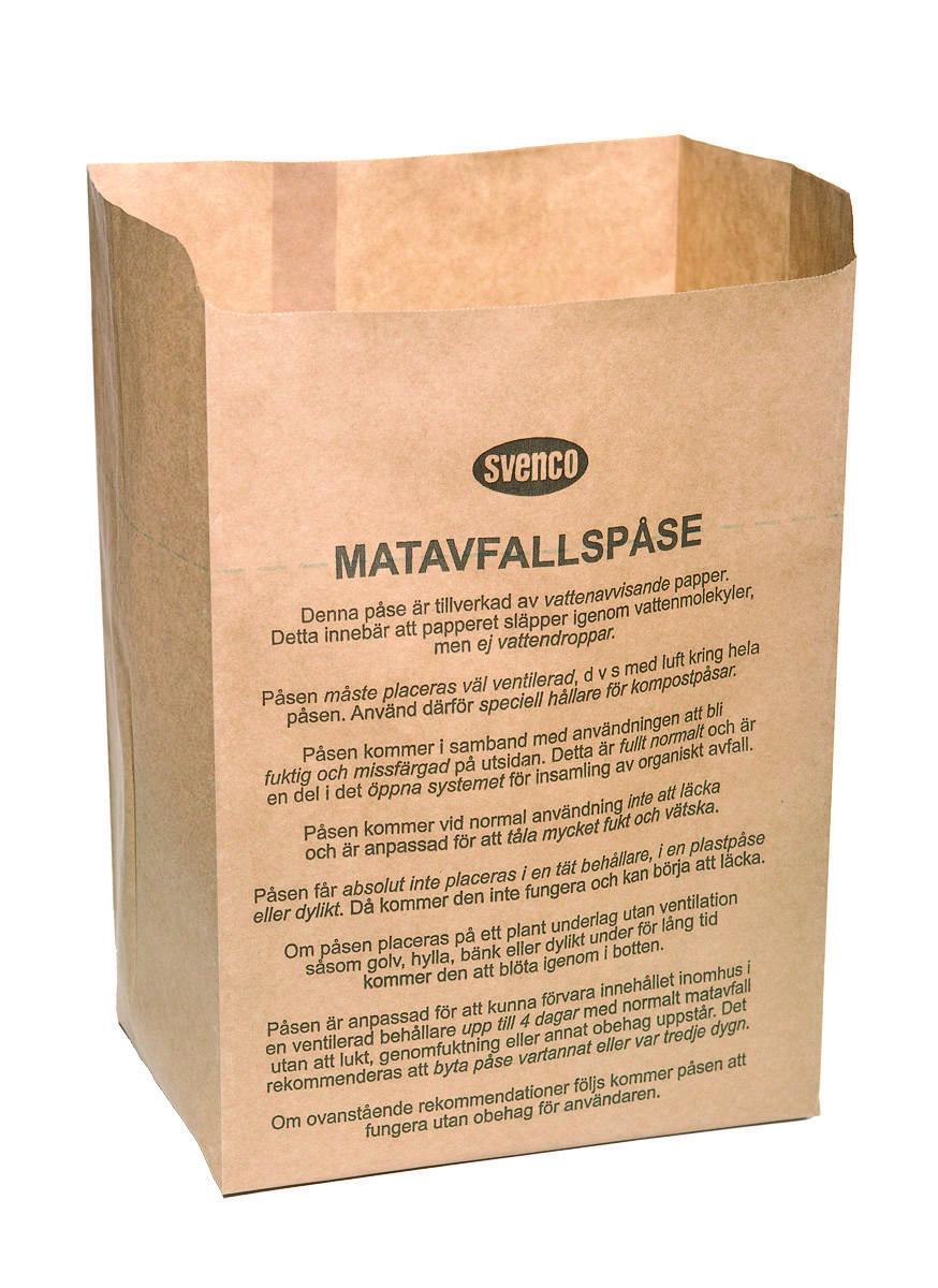 Matavfallspåse papper - KOMPOSTPÅSE PAPPER 6L 200X360X150MM