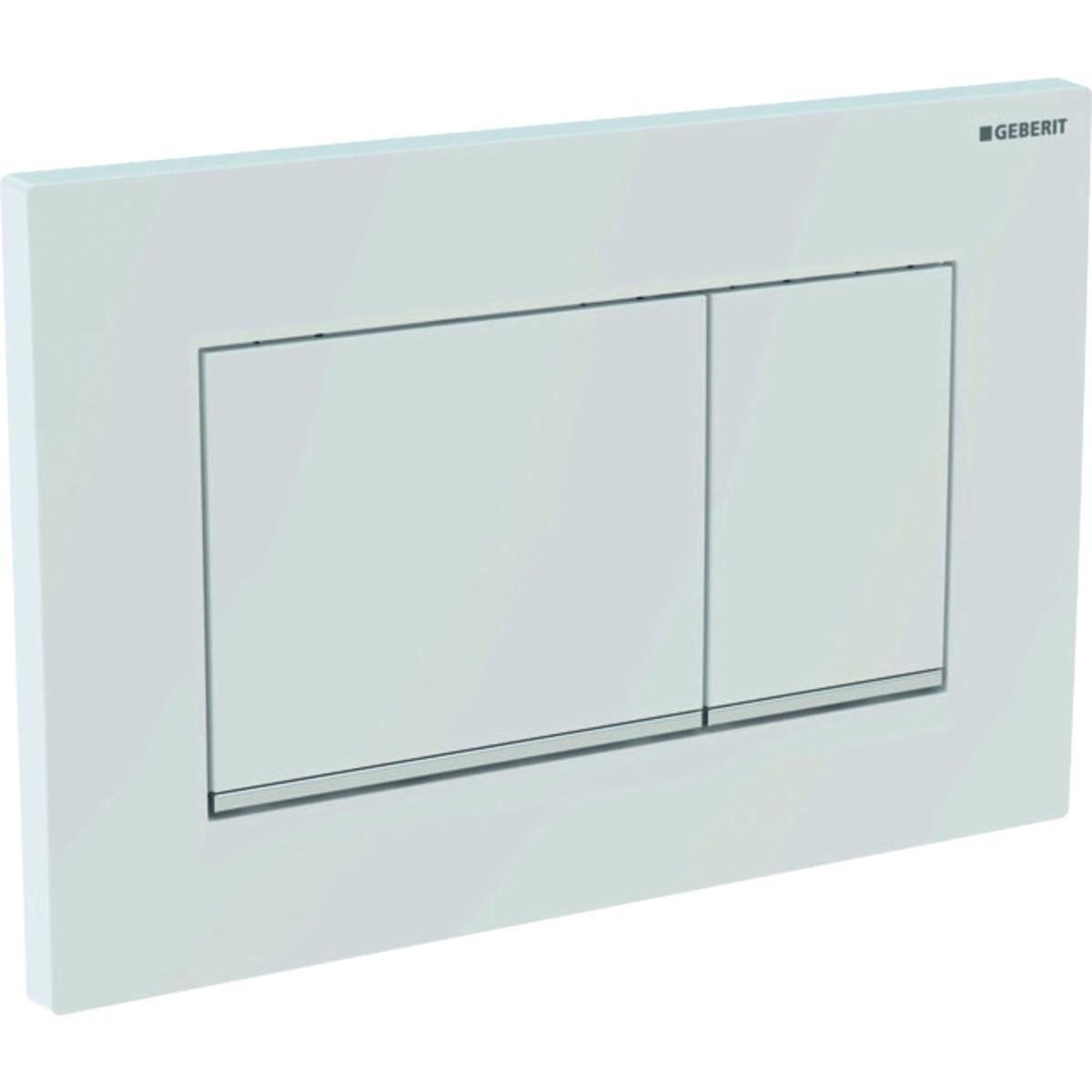 Tryckplatta Sigma 20 Plast, Geberit - GEBERIT SPOLPLATTA SIGMA 20 SQUARE, DUBBEL, VIT/MATTVIT