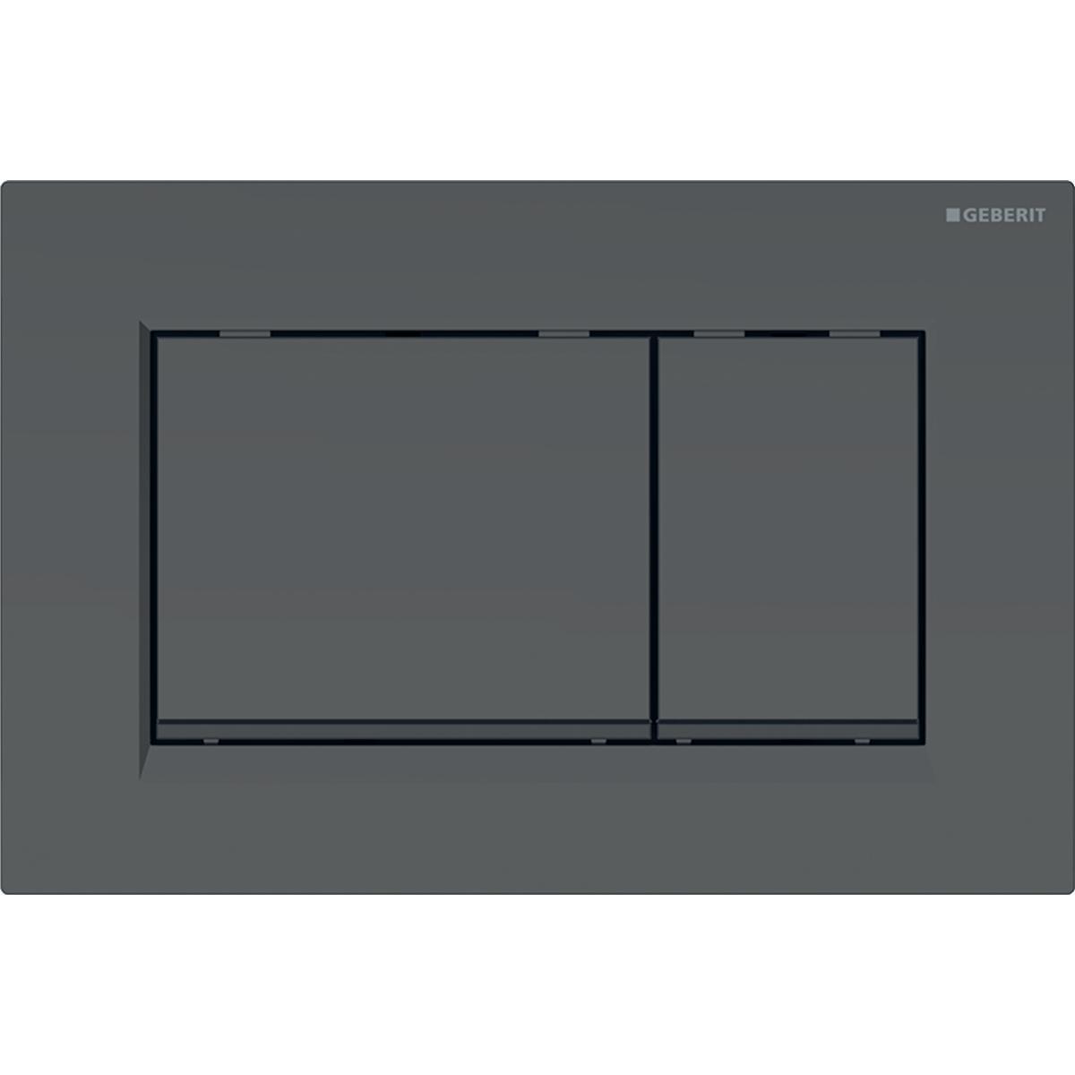 Tryckplatta Sigma 20 Plast, Geberit - GEBERIT SPOLPLATTA SIGMA 20 SQUARE,DUBBEL,MATTSVART/SV EC