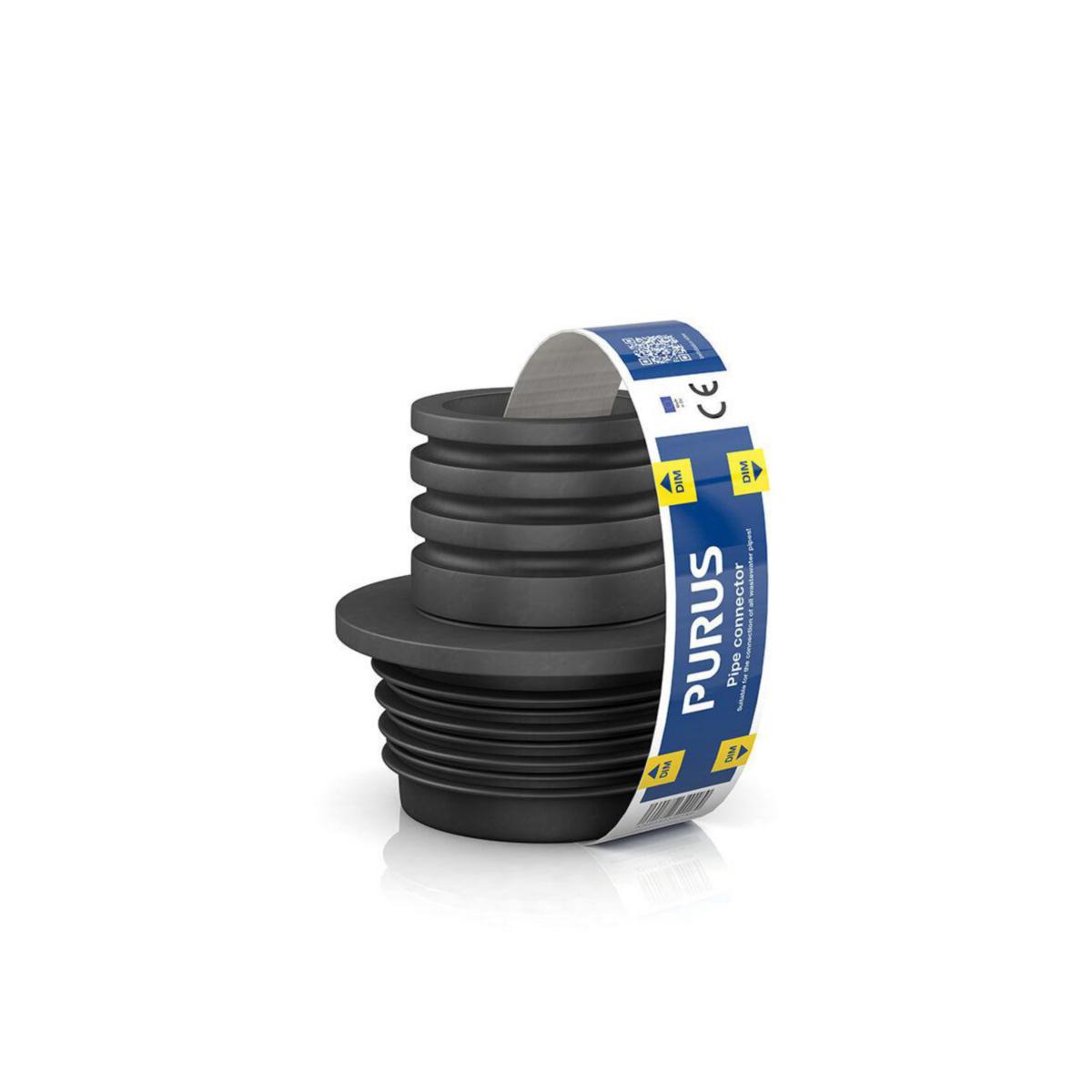 Gumminipplar för plaströr, svarta 50-40/32, Purus - 50 40/32 GUMMINIPPEL KOMBI