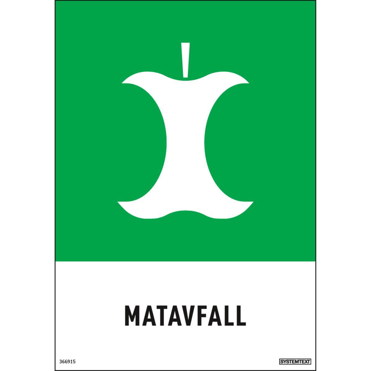 Miljödekaler "Avfall" - DEKAL MATAVFALL SYSTEMTEXT 148X210MM