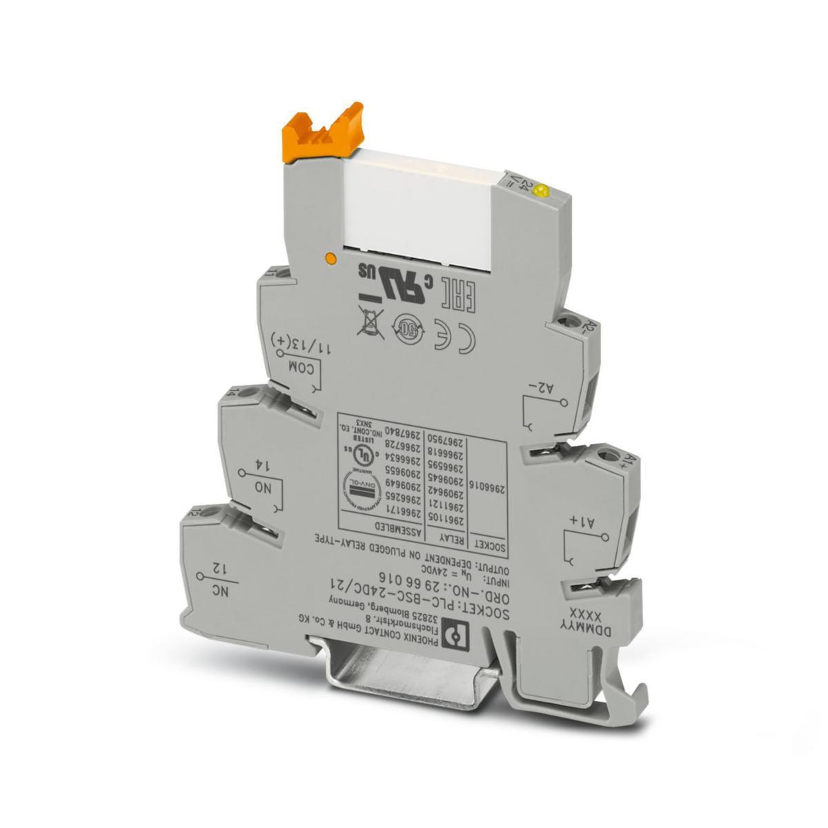 Relä PLC-RSC komplett med sockel - INTERFACERELÄ SPOLSPÄNN. 24VDC PLC-RSC-24DC/21