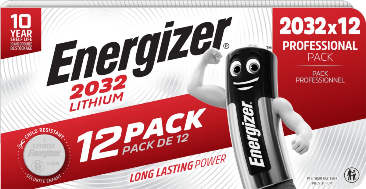Batteri, knappcell, litium, Energizer Professional Pack - BATTERI CR2032 ENERGIZER LITIUM 12-PACK