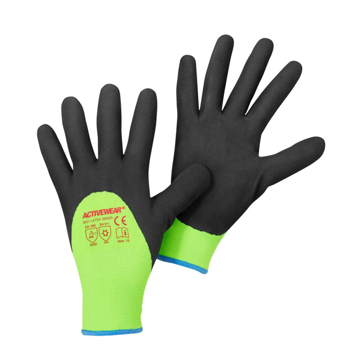 Vinterhandske Activewear 3931 - HANDSKE ACTIVEWEAR 3931 FODRAD LATEX 3/4 DOPP GUL/SV ST 8