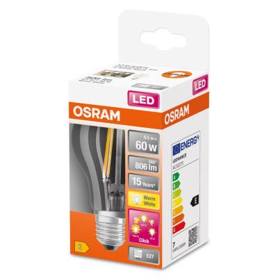 LED-LAMPA NORMAL (60) E27 DIM 3XDIM KLAR 827 CL A OSRAM