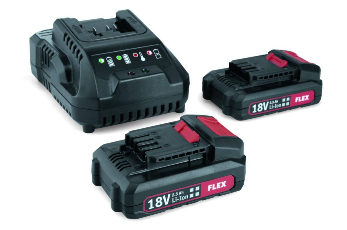 Batteriset Flex 18 V 2.5 Ah - BATTERIPACK FLEX 18V 2ST 2.5AH + STANDARDLADDARE
