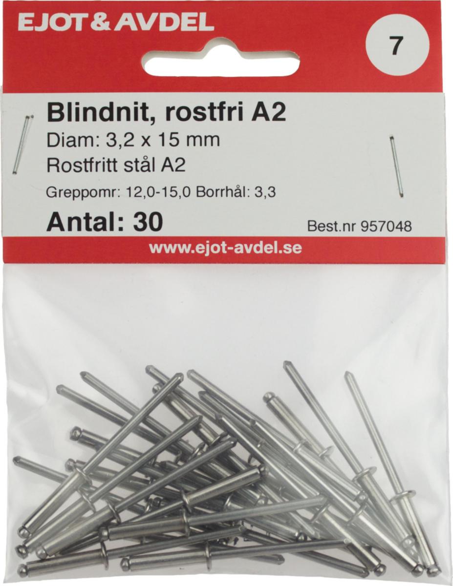 Blindnit Standard SB-pack, rostfritt stål - BLINDNIT SS 3,2X15 RFR F30