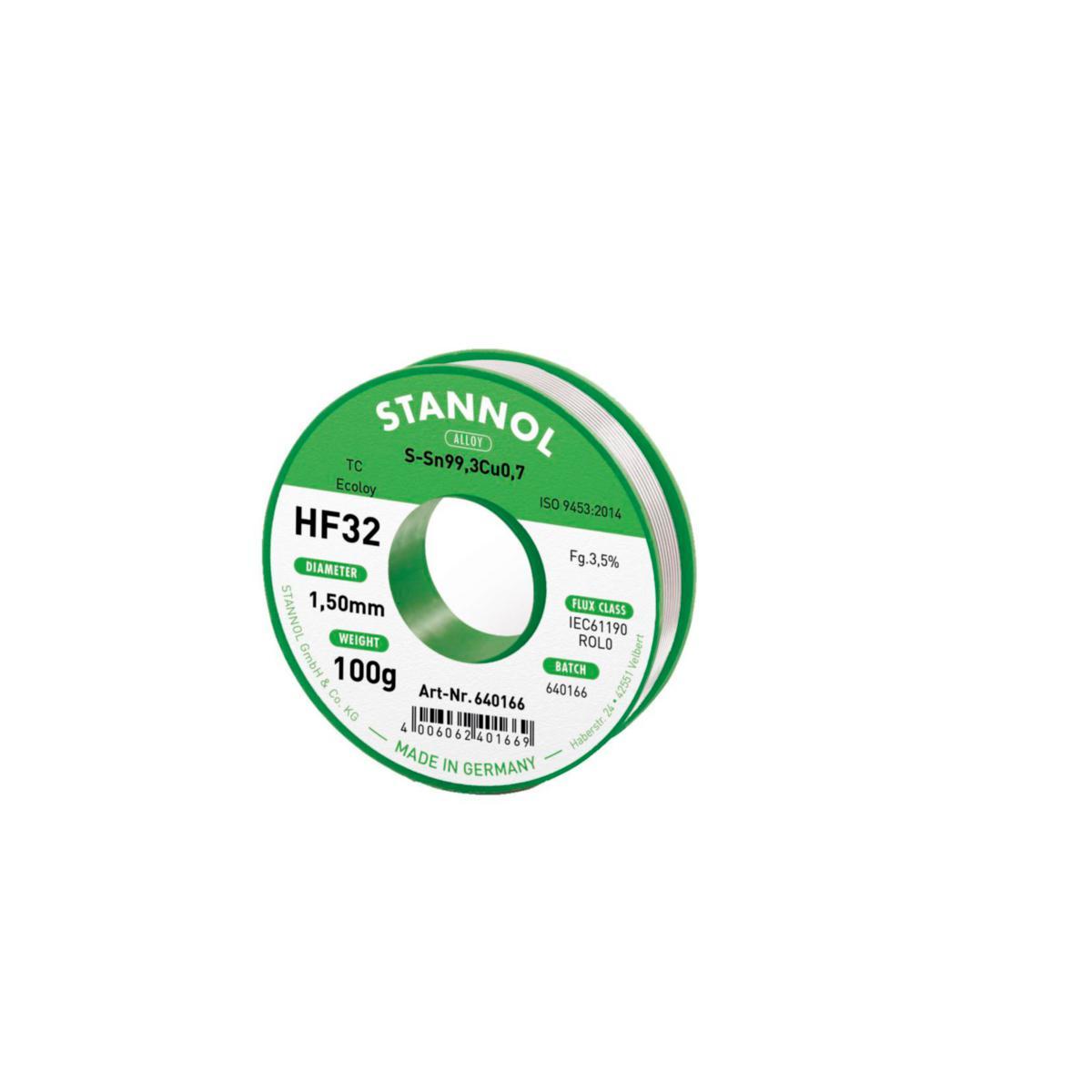 Lödtenn Stannol HF 32 BF - LÖDTENN STANNOL HF 32 BF 1.5MM 100G 640166 BLYFRI