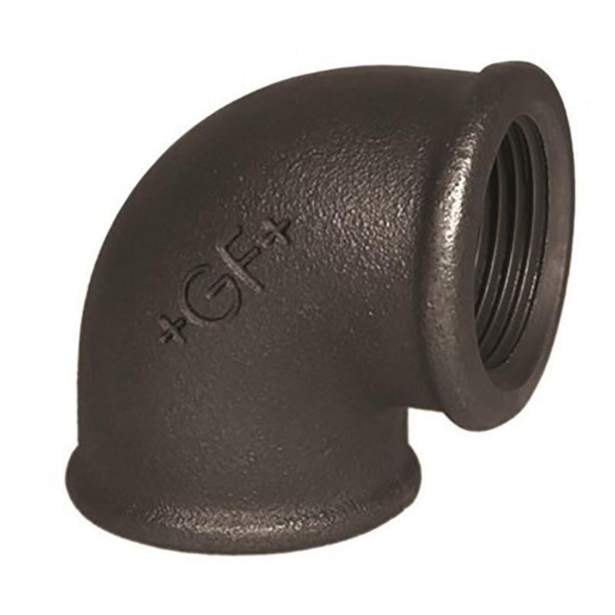 Vinklar 90°, aducerade, svarta, invändig  gänga. Int nr 90 - 20X90GR SV AD VINKEL NO 90 EN10242/A2