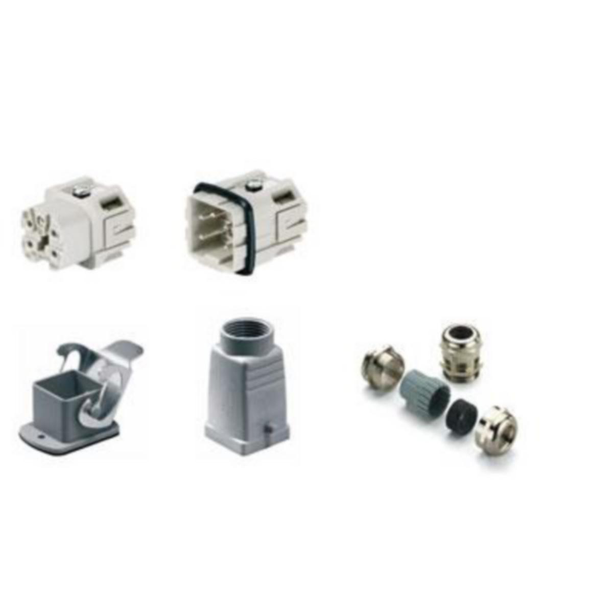 HDC-KIT-HA, 4 pol, 250V, 10A, Storlek 1 - KONT HUS HDC-KIT-HA 4P RAK MET 1802440000