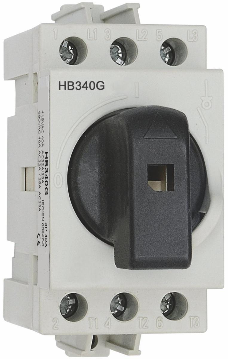 Huvudbrytare 40A 3-polig 2 moduler - HUVUDBRYTARE 3P 40A 2M ACHB340
