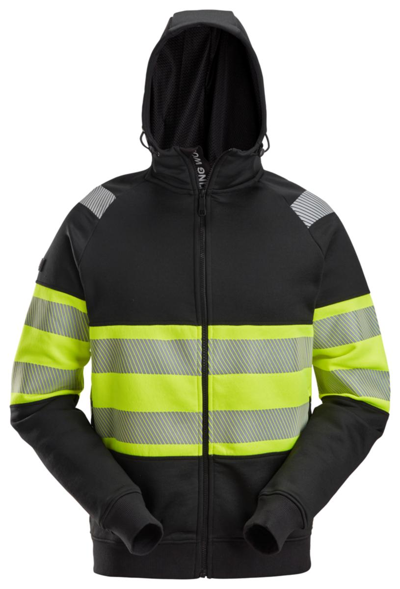 Huvtröja Snickers 2838 - HUVJACKA SNICKERS 2838-0466 VARSEL SVART/GUL KL1 STL 2XL