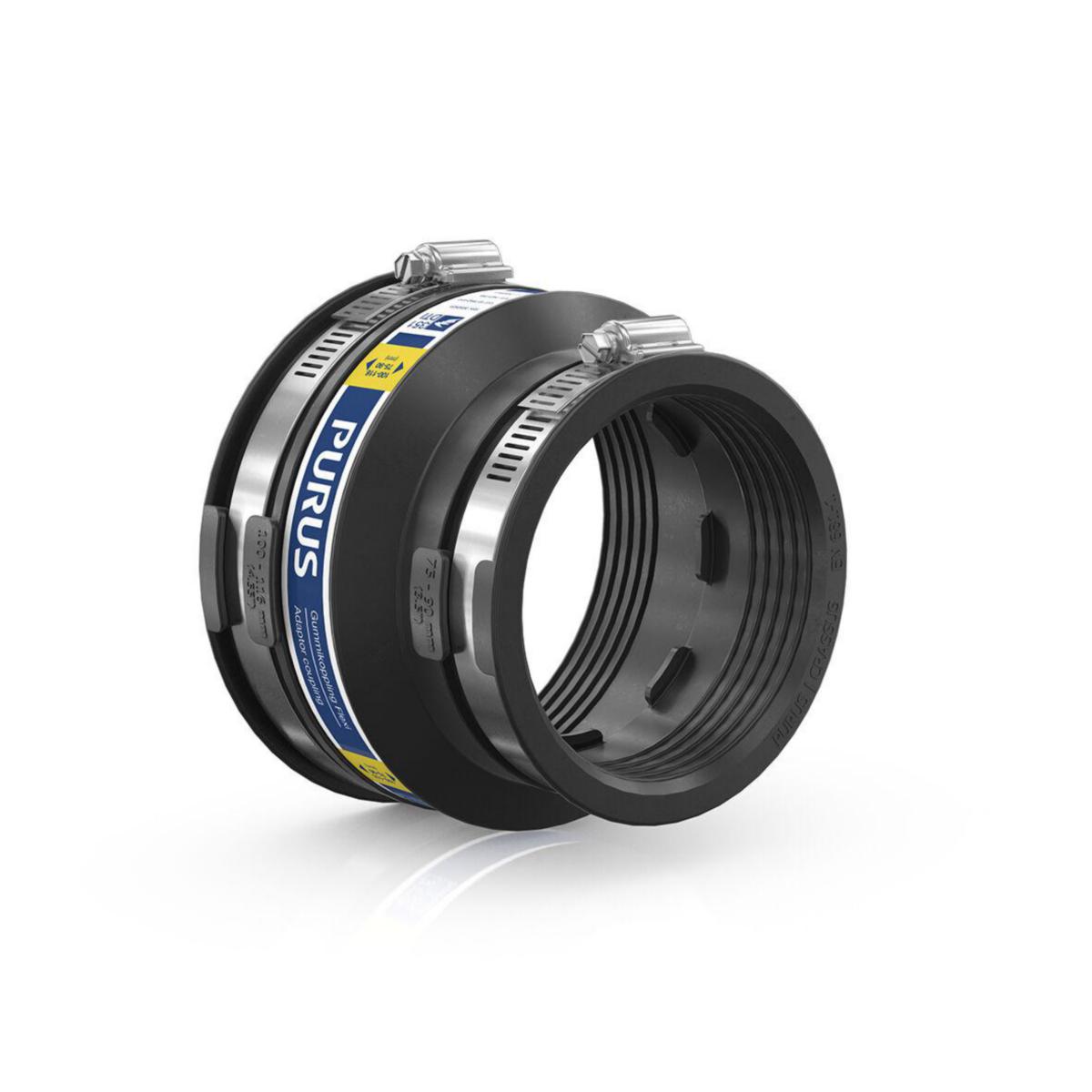 Gummikoppling Flexi EPDM/Rostfritt, Purus - GUMMIKOPPL 100-116/75-90MM FLEXI EPDM/ROSTFRITT, PURUS
