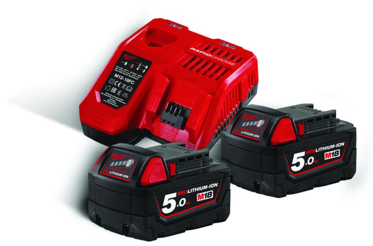 Batterikit Milwaukee M18 NRG-502 - BATTERIPACK MILWAUKEE M18 NRG-502 2X5.0AH SNABBLADD.