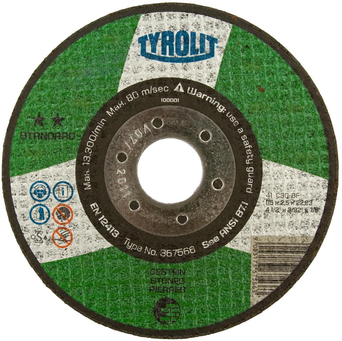 Kapskiva Tyrolit Standard Sten - KAPSKIVA TYROLIT STANDARD STEN 230X3X22.2 C30-BF 41F