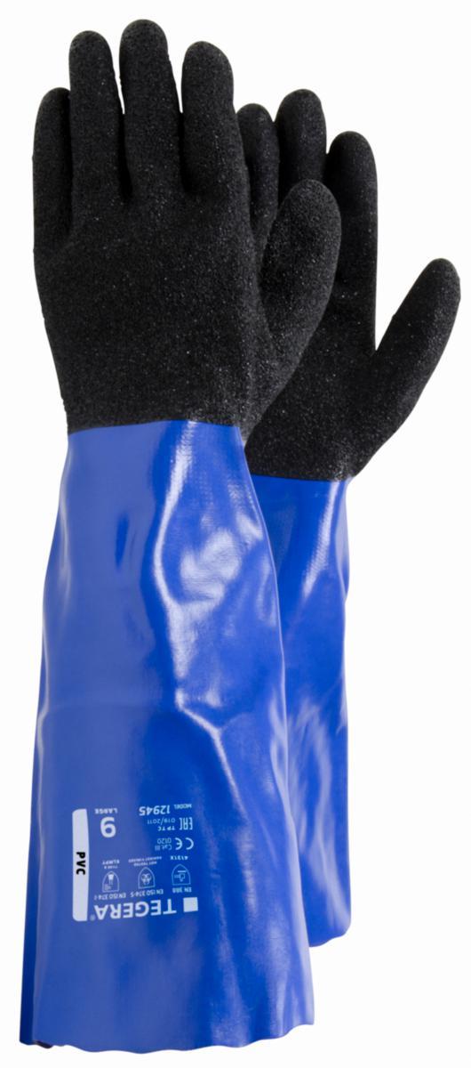 Kemskyddshandske Tegera 12945 Chemforce - HANDSKE TEGERA 12945 PVC/NYLON GRANULERAD BLÅ/SV LÅNG STL 11