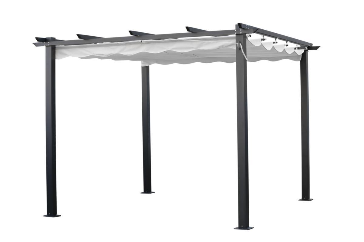 Pergola, aluminium - PERGOLA 3X3 M GRÅTT STATIV, VITT TAK