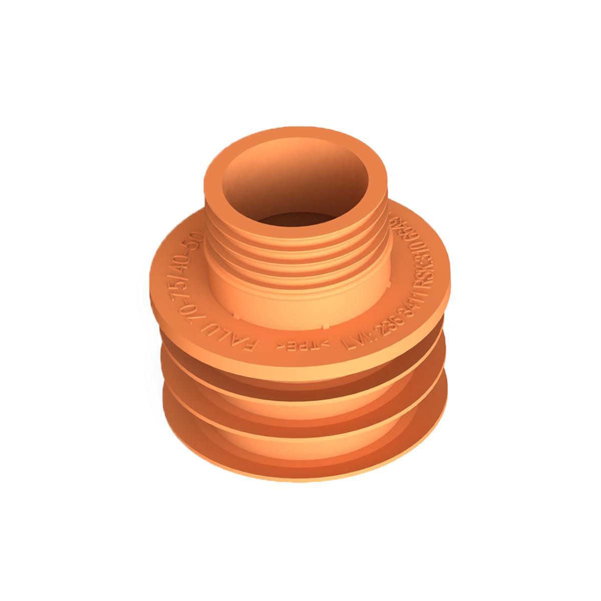 Gumminipplar för 75 mm HT-MA-rörände, 75 mm HT muff  och 3" N-rörände, 2" N-rör muff, Faluplast - 70-75/40-50 GUMMINIPPEL FP 85259 ORANGE