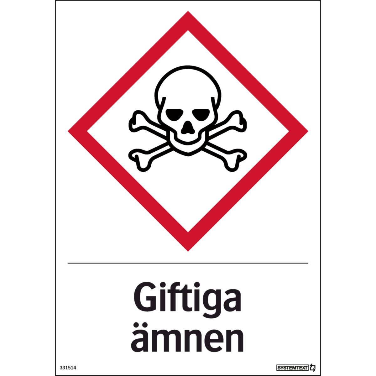 Kemisk märkningskyltar - SKYLT "GIFTIGA ÄMNEN" 33-1514 210X297MM HÅRDPLAST