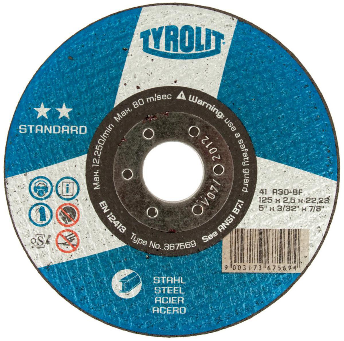 Kapskiva Tyrolit Standard Stål - KAPSKIVA TYROLIT STANDARD STÅL 178X3X22MM A30S-BF 41F