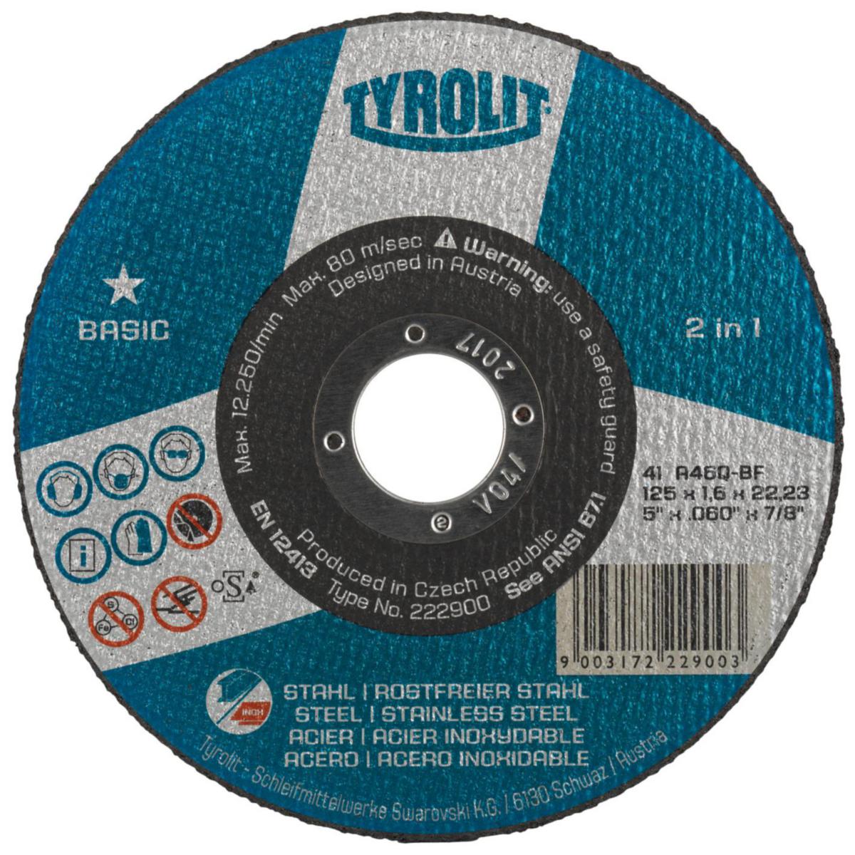 Kapskiva Tyrolit Basic 2in1 - KAPSKIVA TYROLIT BASIC 2IN1 125X2.5X22.2 A30-BF 41F