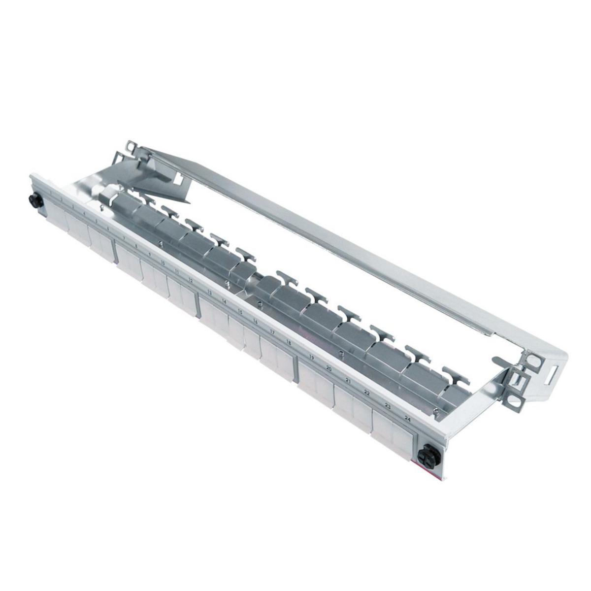 Utdragbar modulär tom panel för 24 Snap-in kontakter - PANEL 19" 1HE 24xRJ45 OBEST UTDRAGBAR SNAP-IN